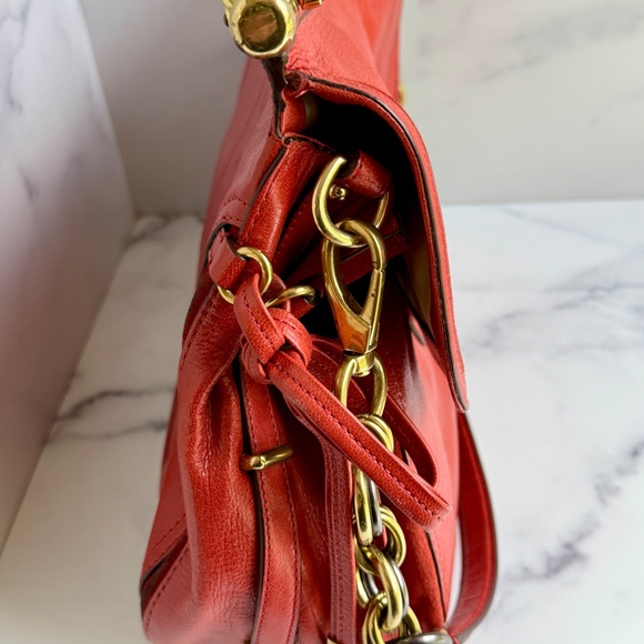 Coach Flagship Chelsea Dowel Flap Bag in Orange Leather - Picture 5 of 8